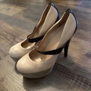 Zara Two-Tone Cream and Black Heels